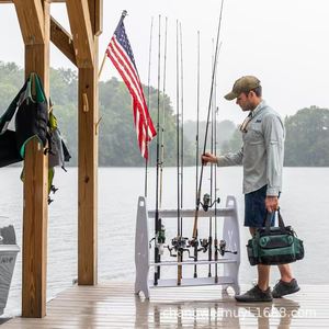 Support de rangement portable pour cannes à pêche, 16 trous, blanc, sur pied, pour utilisation en lac - Product Image 3