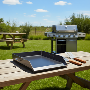 Plancha Rectangular de Acero al Carbono de 18 x 16 Pulgadas con 2 Asas y Ranura para Drenar Grasa, Ideal para Barbacoa, Parrilla de Carbón, Gas, Camping y Fiestas - Product Image 2