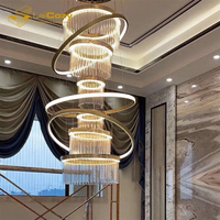 Moderne double hauteur luxe longue verre grande lampe LED pendentif plafonnier