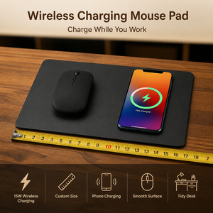 Tapis de Souris sans Fil avec Recharge Rapide Qi 15W pour Bureau, Ordinateur Portable, Téléphone – Accessoires Professionnels en Gros - Product Image 1