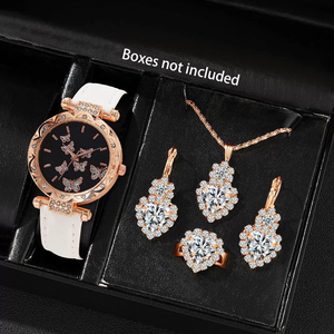 <span class=keywords><strong>Set</strong></span> di 5 pezzi di orologi da donna collane anelli orecchini con diamanti regali per feste di nozze <span class=keywords><strong>Set</strong></span> orologi da donna - Product Image 3