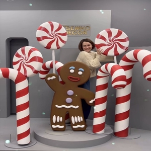 Décorations de Noël d'extérieur, figurines géantes en fibre de verre en forme de cannes en sucre, pour la décoration commerciale - Product Image 5