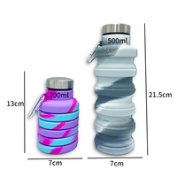 Bouteille d'eau pliable de voyage en silicone de qualité alimentaire, petite taille, écologique, 250 ml, pour le sport, le camping, rechargeable