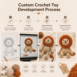 Peluche en crochet pour bébé, cadeau, poupées en coton faites à la main, amigurumi lion, animaux de la jungle et de la forêt, jouet en peluche au crochet - Product Image 6