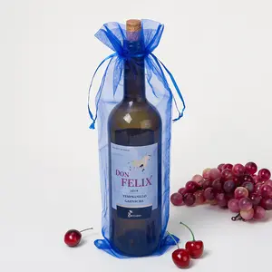 Bolsa de embalagem da garrafa do vinho do oem 7x9cm, bolsa branca da organza