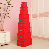 Nouvel arrivage : Kit de boîtes cadeaux en papier grain litchi, boîtes de rangement pour la maison avec poignées, ensemble de 10 boîtes cadeaux avec protection d'angle