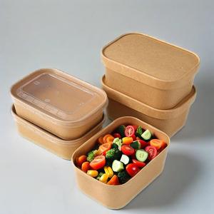 Contenedor de papel blanco desechable para comida, fiambrera para llevar, caja de embalaje de alimentos para restaurante, cuenco de papel blanco cuadrado rectangular - Product Image 5