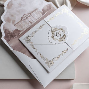 Invitaciones de Boda y Cumpleaños de Terciopelo Personalizadas de Lujo con Estampado Dorado Impresas en Offset sobre Papel Acrílico/Algodón Tamaño y Color Personalizados - Product Image 5