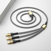 Câble de charge rapide 3 en 1 100W/5A, cordon de charge multi-prise tressé en nylon pour iPhone Type-C Micro USB, charge rapide 100W et synchronisation des données