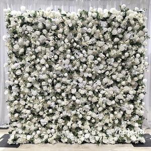 Decorazione per Matrimoni, Pannello <span class=keywords><strong>di</strong></span> <span class=keywords><strong>Fiori</strong></span> Artificiali a Parete 3D 5D, Sfondo Floreale Bianco 8ft X 8ft - Product Image 1