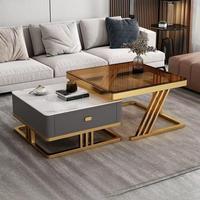 Table basse en pierre frittée multifonctionnelle, mobile, au design nordique simple et moderne, idéale pour les petits appartements et salons – Prix imbattable