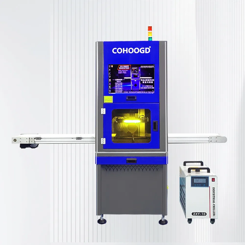 COHOOGD Machine industrielle intelligente d'imprimante de logo de marquage laser volant UV avec système de caméra CCD à positionnement visuel