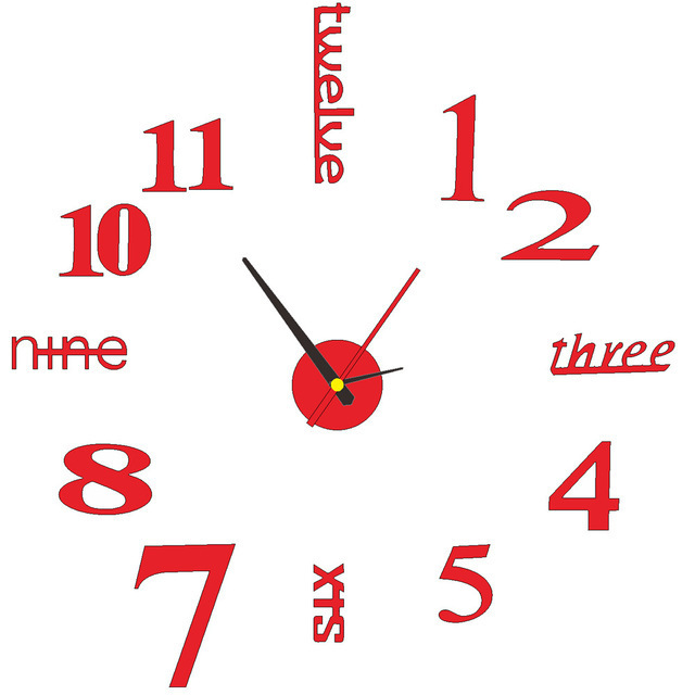 Acrylic Silent Navy Blue 3d Diy Wall Clocks for Bedroom Kitchen Bathroom Large Wall Clock Home Decorative