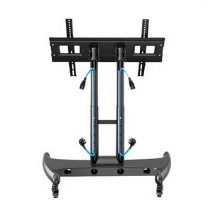 Support <span class=keywords><strong>TV</strong></span> mobile amovible sur <span class=keywords><strong>roulettes</strong></span>, chariot de sol rotatif, <span class=keywords><strong>table</strong></span> de présentation DJ, poste de travail LED sur roues en acier, 75 pouces - Product Image 3