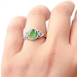 Persönlichkeit einstellbare Größe Farbwechsel übertrieben Big Retro versilbert Mood Oval Stone Ring