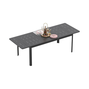 <span class=keywords><strong>Table</strong></span> à manger d'extérieur moderne et <span class=keywords><strong>extensible</strong></span> en <span class=keywords><strong>aluminium</strong></span> pour 6-8 personnes pliée pour Patio Jardin Pelouse Bistro Cuisine Hôpital Plage - Product Image 1