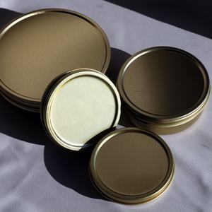 Premium boîte vide en fer blanc <span class=keywords><strong>100G</strong></span> 250G stockage de <span class=keywords><strong>Caviar</strong></span> en étain doré rond - Product Image 6