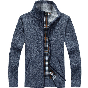 Inverno all'ingrosso <span class=keywords><strong>maglioni</strong></span> Cardigan classici da <span class=keywords><strong>uomo</strong></span> colletto <span class=keywords><strong>Slim</strong></span> <span class=keywords><strong>Fit</strong></span> Casual maglione lavorato a maglia giacche in pile con cerniera per gli uomini - Product Image 3