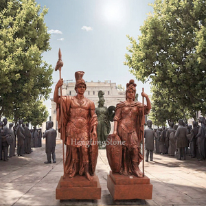 Statue de soldats en bronze antique moderne, moulée, pour le Nouvel An chinois, décoration paysagère extérieure pour place, jardin, rue, entrée de maison, en métal - Product Image 3