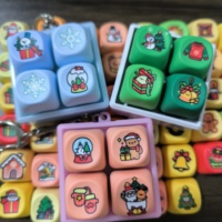 Keycaps de Noël Design Fidget Clicker pour Clavier, en PBT Durable avec Sublimation par Teinture, Porte-clés Anti-stress, Jouet Cadeau