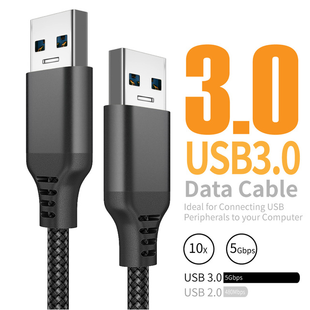 USB 3.0 a Male to Male Cable 5Gbps High Speed Data Sync & Charging Cable for External Hard Drive PC Printer Hub