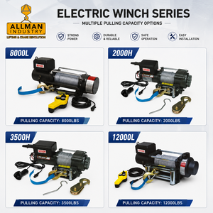 ALLMAN Guincho Eléctrico Portátil <span class=keywords><strong>4x4</strong></span> Todoterreno de 2000 Libras, 12V/24V DC, con Cable de Acero <span class=keywords><strong>para</strong></span> Remolcar - Product Image 2