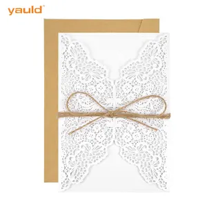 Custom Laser Cut Luxurious Lace Wedding Invitation Cards with Envelopes