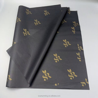 Papier de soie noir 17 g/m² avec logo argenté imprimé pour emballage de vin, chaussures, bougies, chaussettes, cadres, sous-vêtements