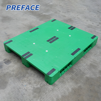 Palette en plastique plate hygiénique industrielle en PEHD, légère, empilable, compatible Euro, pour stockage logistique/entrepôt, export, 2 fûts, 4 voies