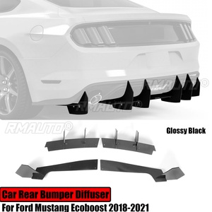 สำหรับฟอร์ด มัสแตง อีโคบูสท์ ปี 2018-2021 ชุดแต่งกันชนหลัง ดิฟฟิวเซอร์ สปอยเลอร์ สปลิตเตอร์ ป้องกันรอยขีดข่วน ชุดแต่งตัวถัง สีดำเงา ปี 2020 2019 - Product Image 1
