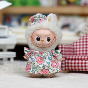 Fourth Generation Mini Labubu Doll Clothes 10cm Outfit Floral Dress For Collectible <b>Vinyl</b> Keychain Blind <b>Box</b> - Product Image 1