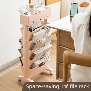 Chariot à livres roulant à 5 niveaux, étagères de rangement multifonctionnelles mobiles avec roues verrouillables pour bureau, bibliothèque, salle de classe - Product Image 4