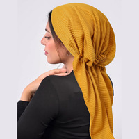Zifeng OEM – Nouveau turban tricoté rayé à longues lanières, chapeau hijab pour femmes musulmanes, vente chaude