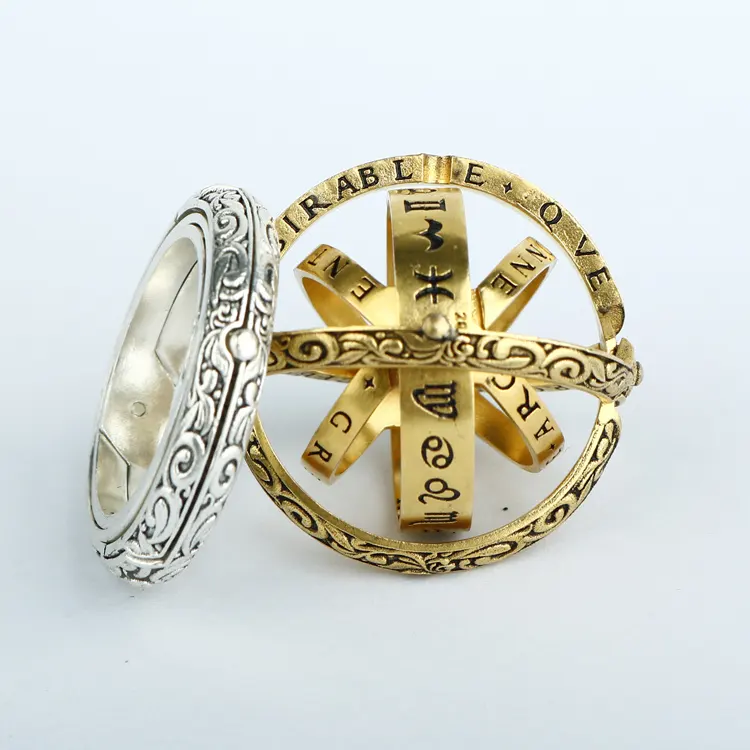 Custom fashion handmade jewelry wedding rings couples ring armillary sphere ring couple love