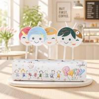 Bougies d'anniversaire visages de dessins animés, lot de 5, pour décorations de gâteaux, bâtonnets, personnalisables OEM, pour fêtes d'enfants, Nouvel An, fournitures de décoration pour la maison