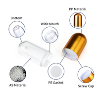 Gros or ou Argent capuchon transparent en plastique pet cylindre pilules container capsule en plastique bouteille