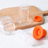 Pinceau à huile en silicone avec flacon de rangement transparent, pinceau de cuisson portable pour barbecue, grillades, cuisson, pâtisserie, utilisation en cuisine