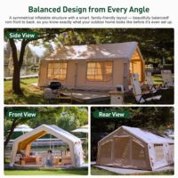 Tente familiale gonflable quatre saisons de 12 mètres carrés, imperméable, deux chambres, hauteur latérale étendue, installation facile, résistante aux UV, pour l'extérieur