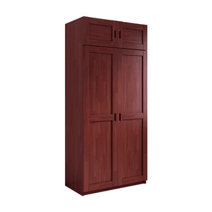 Armoire en bois massif, combinaison de couleurs brun rougeâtre, porte à charnières, verrouillable, meuble de rangement pour chambre à coucher - Product Image 4