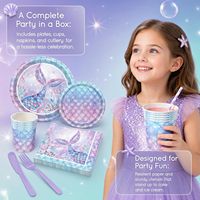 120 pièces de fournitures de fête en papier sur le thème des sirènes, style océan, pour baby shower et anniversaire, comprenant assiettes, fourchettes, couteaux, gobelets pour 20 invités