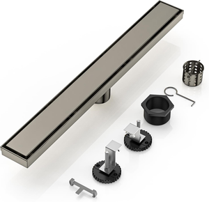 Drain de sol linéaire long moderne anti-insectes et anti-odeurs en acier inoxydable rectangulaire pour salle de bain, baignoire, hôtel, douche, vente chaude - Product Image 1