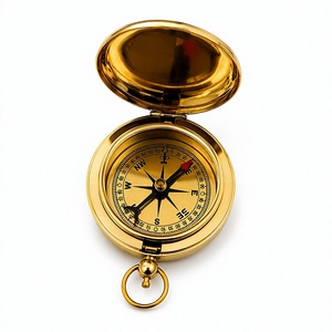Vintage Brass Pocket <b>Compass</b> Nautical Navigation <b>Compass</b> with Hinged Lid Decorative Travel <b>Compass</b> for Outdoor Adventure Gift - Product Image 1