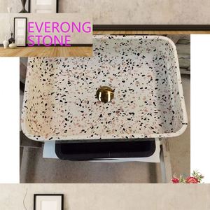 Prix de Terrazzo de Pierre Artificielle de Design de Mode Petits Lavabos Évier de Comptoir en <span class=keywords><strong>Béton</strong></span> Salle de Bain - Product Image 1
