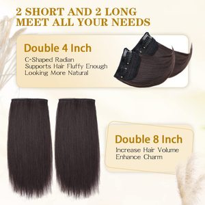 FUJIA 4PCS Cheveux Toppers pour Femmes Clips Synthétiques dans Extension de Cheveux avec Cheveux Amincissants Brun Foncé Postiches Invisibles pour Addi - Product Image 2