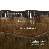 Rambut Ekstensi Genius Weft Double Drawn dari Satu Donor, 100% Remy Virgin Rusia, Grade 12A, Rambut Slavia