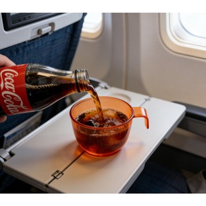 Durable PS Orange Transparent <b>Plastic</b> Cup with Handle Disposable Aviation <b>Drinkware</b> for Airline Beverage Serving - Product Image 3