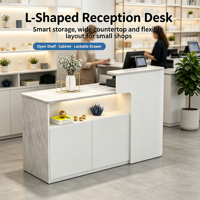 Comptoir de réception moderne et simple, petit comptoir de caisse avec éclairage LED pour magasin de vêtements, salon, boutique de détail