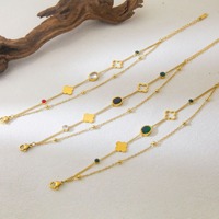 Bracelet tendance pour femmes ZHONGNUO, en acier inoxydable plaqué or de haute qualité, certifié, coloré, avec un design floral et des pierres en zircon