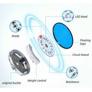 Tapas de rueda de iluminación flotante de 60mm / 61mm / 69mm con cubierta central de luz LED tapa de cubo de rueda de levitación magnética para Audi - Product Image 4