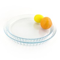 Plat de cuisson rond et profond en verre borosilicaté de 9 pouces de haut allant au four